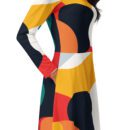 LEDA Vibrant Abstract Midi Dress